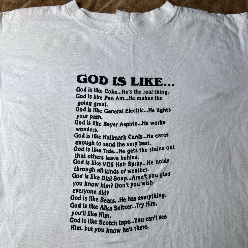 VTG 90s Christian God is Like... Shirt Sz L Funny Parody Religious